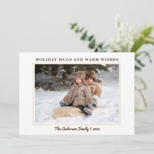 Modern White Minimalist Photo Christmas Holiday Card
