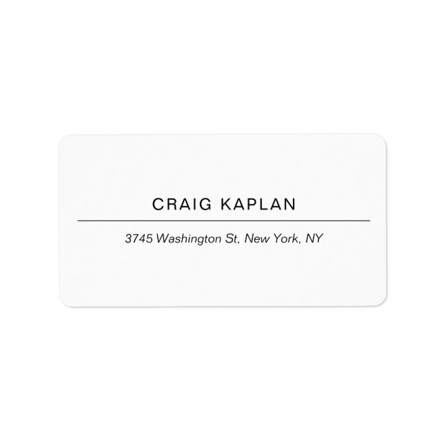 Modern White Minimalist Plain Professional Unique Label (Front)