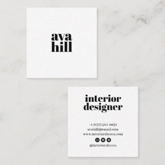 Modern White Minimalist Professional Logo Stylish Square Business Card