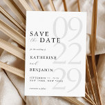 Modern White Minimalist Wedding Save the Date Magnetic Invitation<br><div class="desc">Easily personalise your own magnetic wedding save the date cards with this editable template. Features minimal elegant typography design in black and white colour.</div>