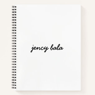 Modern White Monogram Minimalist Design Notebook