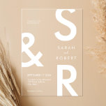 Modern White Monogram Wedding Acrylic Invitations<br><div class="desc">Modern White Monogram Wedding Invitation. Features bold typography and minimal graphic design. Personalise text with all the details of your special day.</div>