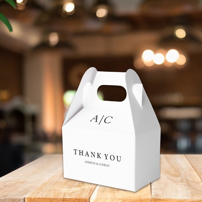 Modern White Monogram Wedding Favour Boxes (Creator Uploaded)