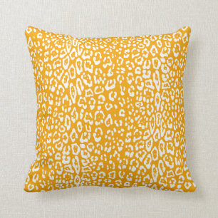 Modern, white, mustard yellow, animal print cushion