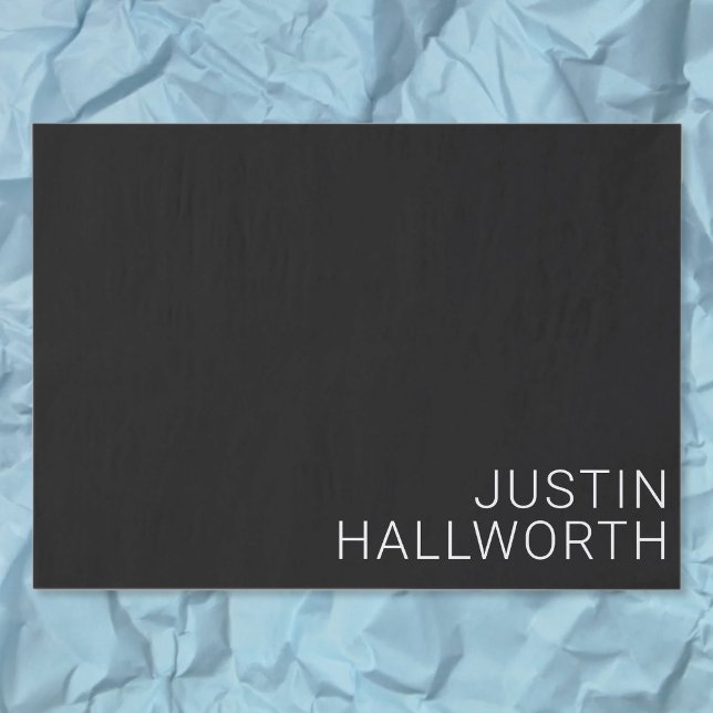 Modern White Name on Black Tissue Paper (Creator Uploaded)