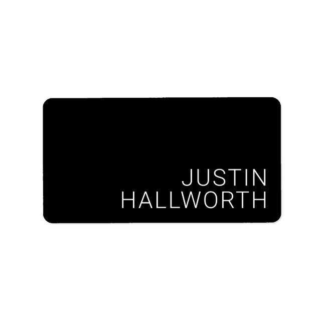 Modern White Name or other Text on Black Label (Front)