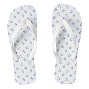 Modern white navy blue stars pattern cute stylish thongs