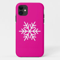 Modern White Nordic Snowflake On Bright Pink
