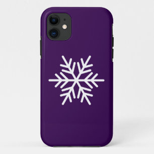 Modern White Nordic Snowflake On Deep Purple iPhone 11 Case