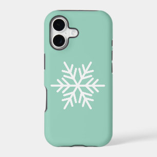 Modern White Nordic Snowflake On Light Green