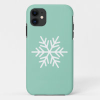 Modern White Nordic Snowflake On Light Green
