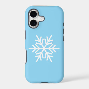 Modern White Nordic Snowflake On Winter Gray