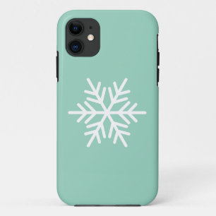 Modern White Nordic Snowflake On Winter Gray iPhone 11 Case
