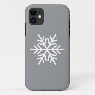 Modern White Nordic Snowflake On Winter Gray iPhone 11 Case