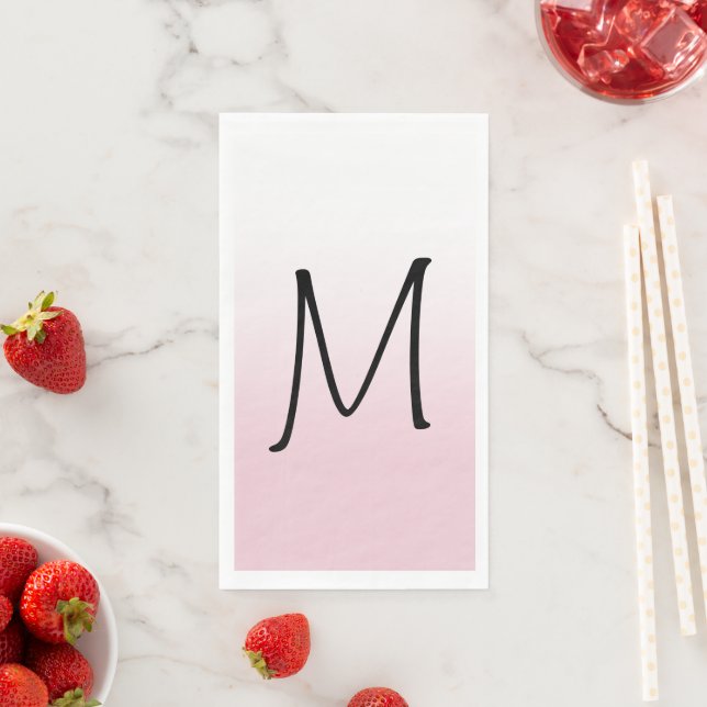 Modern White Ombre Monogram Napkin (Insitu)