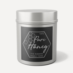 Modern White On Charcoal 100% Pure Honey Jar Square Sticker