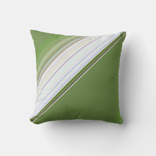 Modern White on Green Stripe Cushion