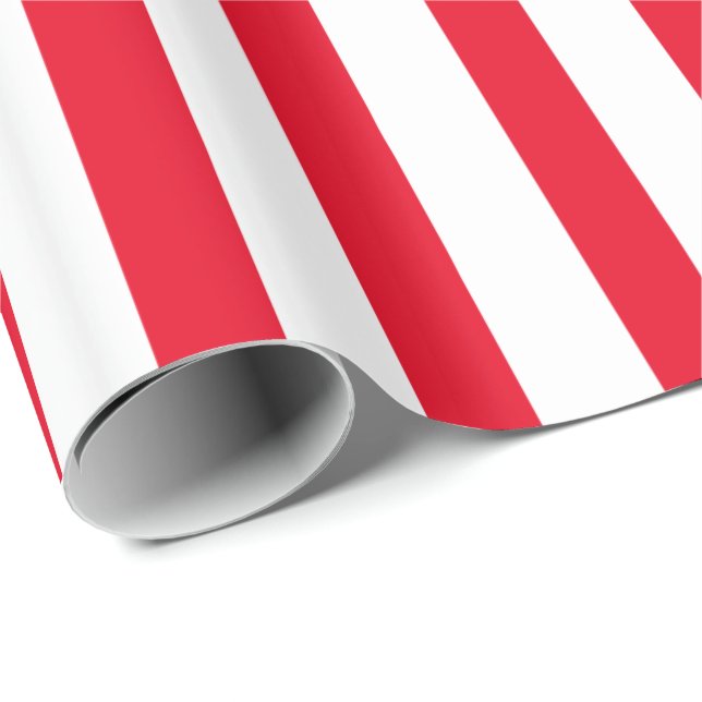 Modern White On Red Stripes Pattern Wrapping Paper (Roll Corner)