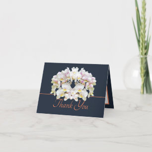 Modern White Orchid bouquet Floral Chic Thank You Card