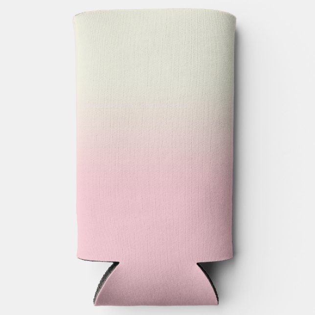 Modern White Pastel Pink  Ombre Gradient  Seltzer Can Cooler (Front)