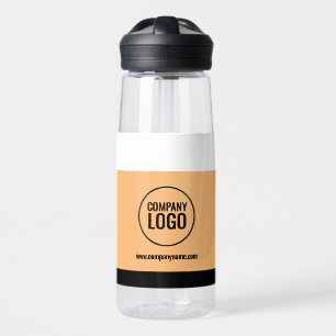 Modern White Peach Black Company Logo Website Water Bottle