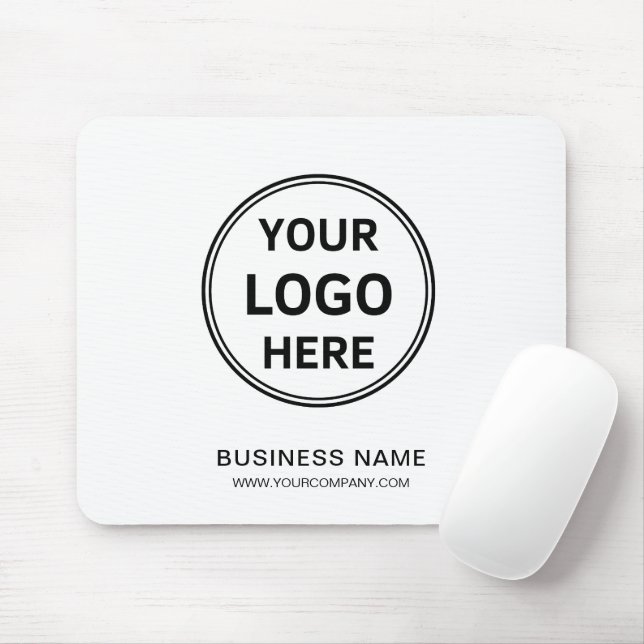 Modern White Personalised Logo Business Corporate Mouse Pad (With Mouse)