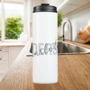 Modern White Personalised Name Monogram Thermal Tumbler