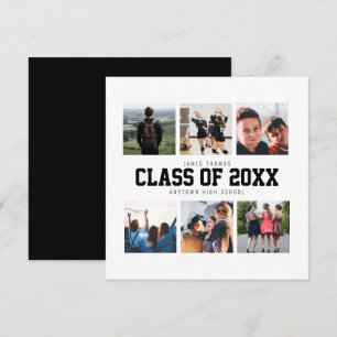 Modern White Photo Collage Graduation Announcement