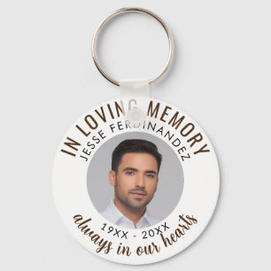 Modern White Photo Memorial in Loving Memory Key Ring