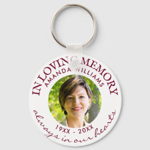 Modern White Photo Memorial in Loving Memory Red Key Ring