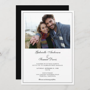 Modern White Photo Simple Wedding Invitation