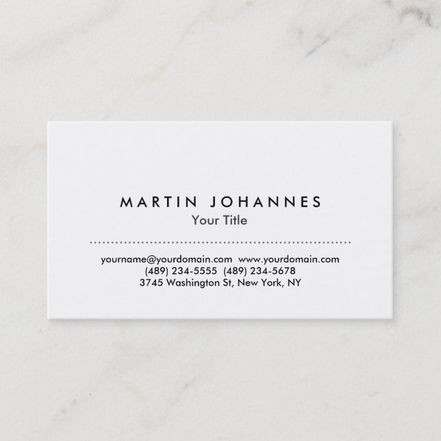 Modern white plain professional business card (Front)