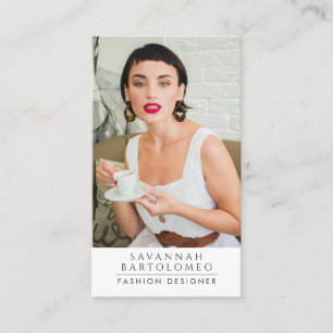 Modern White Professional Business Photo QR Code Business Card