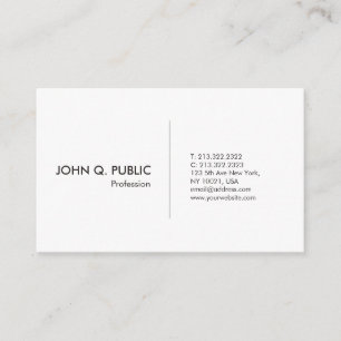Modern White Professional Simple Elegant Business Card