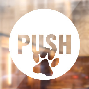 Modern White PUSH & Pet Paw Left Store Door