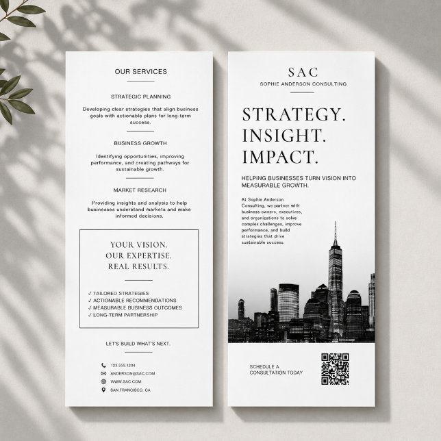 Modern White QR Code Professional Consultant Rack Card (Modern White QR Code Professional Consultant Rack Card)