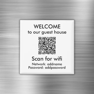 Modern White QR Code Wifi Info Airbnb Rental Magnet