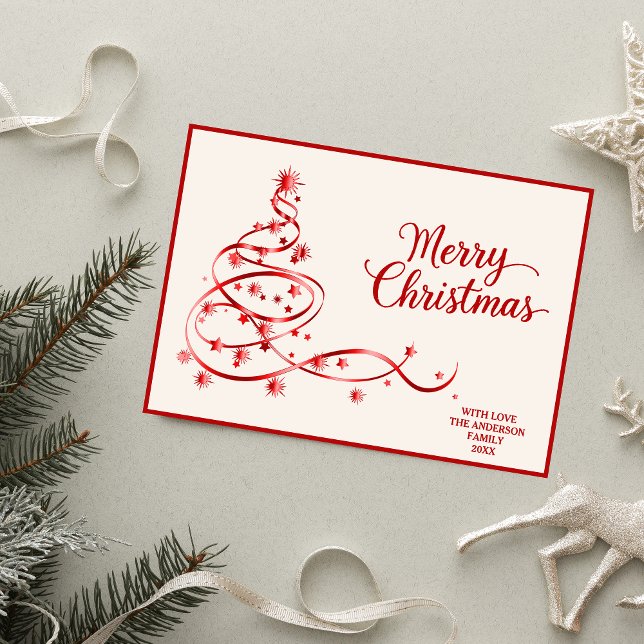 Modern White Red Christmas Card Photo  (Creator Uploaded)