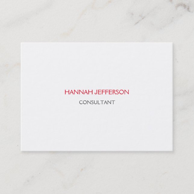 Modern White Red Grey Minimalist Professional Business Card (Front)
