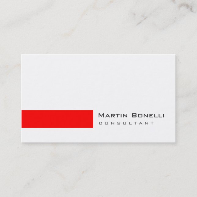 Modern White Red Simple Consultant Business Card (Front)