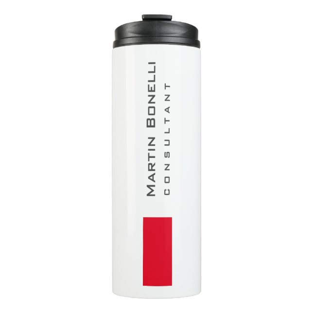 Modern White Red Simple Consultant Thermal Tumbler (Front)