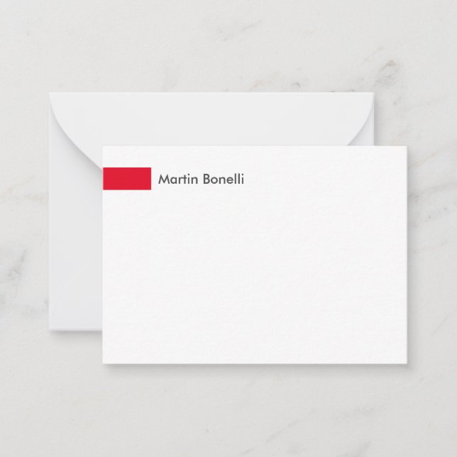 Modern White Red Simple Minimalist Card (Front)