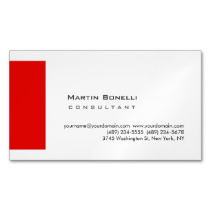 Modern White Red Simple Premium Pearl Magnetic Business Card