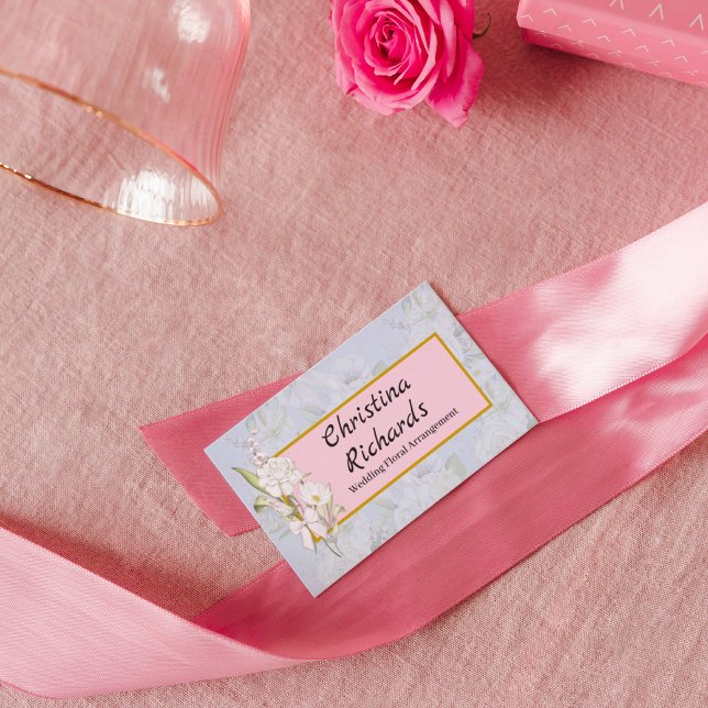 Modern White Rose Blue Floral Logo Business Card (Creator Uploaded)