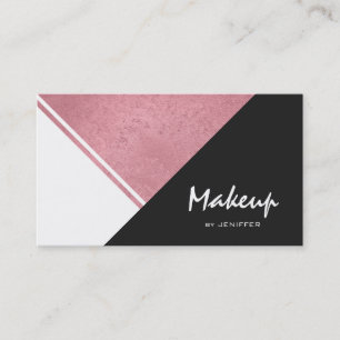 Modern White Rose Gold Black triangle Business Card