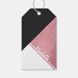 Modern White Rose Gold Black triangle Gift Tags