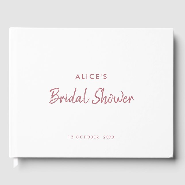 Modern White & Rose Gold Bridal Shower Guest Book (Front)