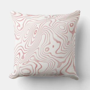 Modern White Rose Gold Marble Abstract Cushion