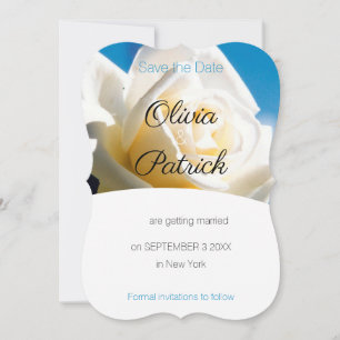 Modern White Rose Wedding Save the Date Invitation
