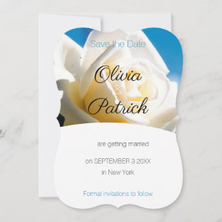 Modern White Rose Wedding Save the Date   Invitation